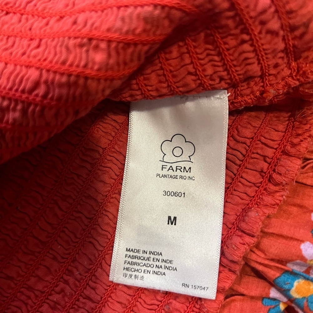 FARM RIO SPRING BANANAS SMOCKED MINI DRESS IN RED SIZE M - Picture 11 of 13